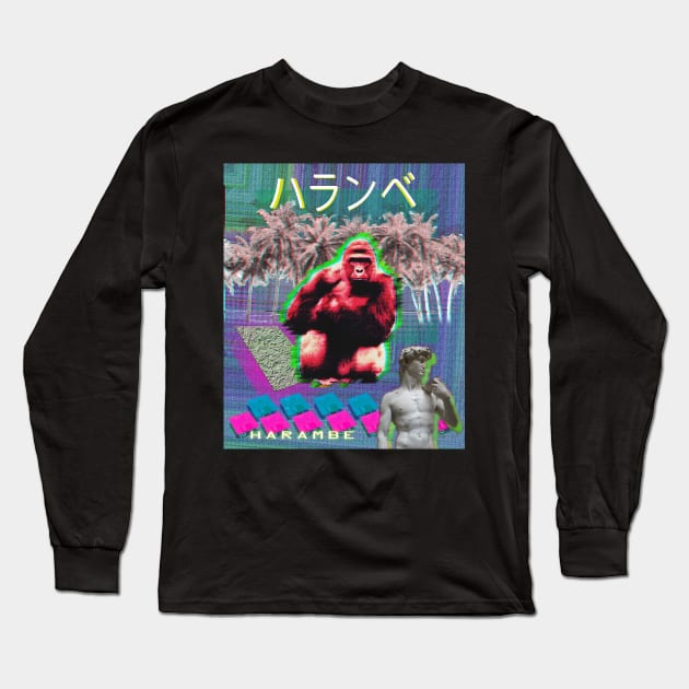 Vaporwave Harambe Long Sleeve T-Shirt by DigitalCleo